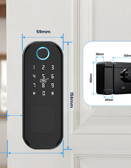 R5 Fingerprint Outdoor Gate Lock TTLock App Remote Control, Keyless Smart Door Lock Electric Rim Lock for Home Apartment