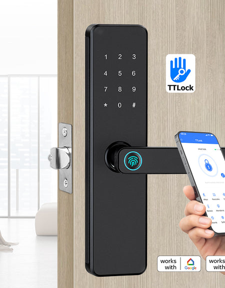 K11-Biometric Fingerprint Door Lock with 4585 Mortise,TTLock App Remote Control,IC Card/Password Code/Key Unock,Keyless Entry Electronic Smart Door Lock for Home