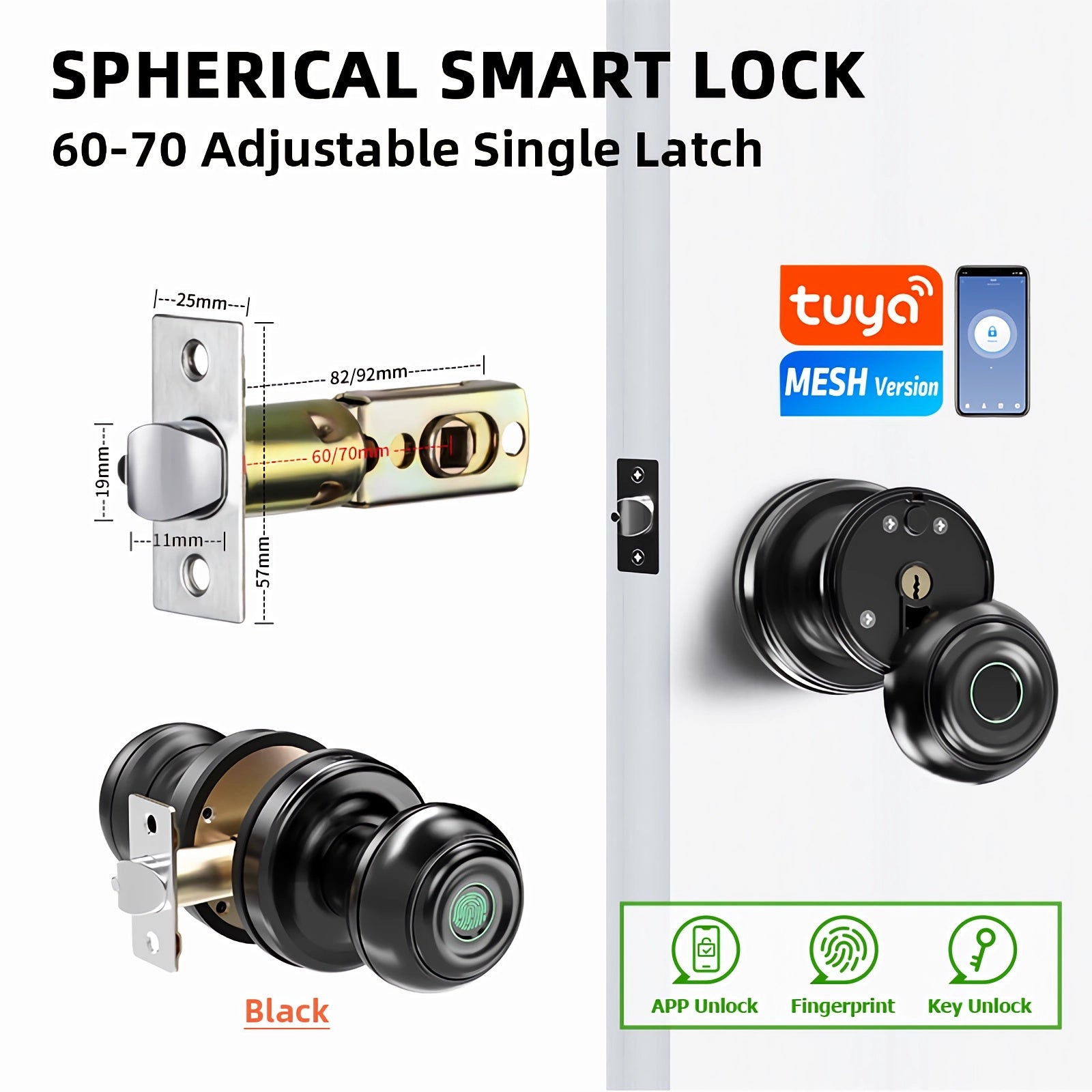 K01——Waterproof Ball Auto Cylinder Knob smart Lock