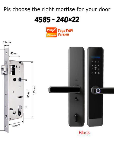 E908-Fingerprint Smart Door Lock with 4585 Mortise, Keyless Entry Door Lock, TUYA App Control, Smart Locks for Front Door, Touchscreen Keypad, RFID Card Unlock