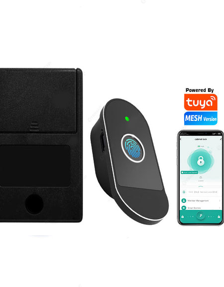 C100-Fingerprint Smart Cabinet Lock, Electric Drawer Locks,Keyless Tuya App Remote Access Wardrobe Lock, Anti-theft Electronic Cabinet Locks for Liquor Cabinet Locker Drawer Cupboard Desk