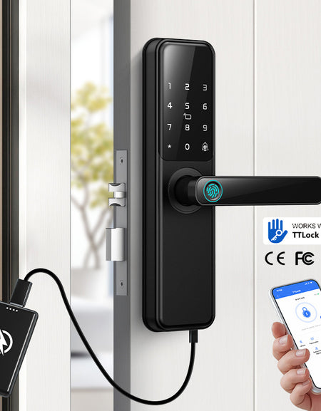 DG01-TTLock App Biometric Fingerprint Smart Door Lock,Adjustable handle direction,Electronic anti-lock Button,Password RFID Card Keyless Security Entry Electronic Smart Lock for Home Apartment