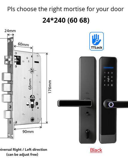 E908-Keyless Entry Door Lock with Handle ,Fingerprint Smart Door Lock with Touchscreen Keypad, TTLOCK App Control,IC Card,Key Unlock, Easy Installation