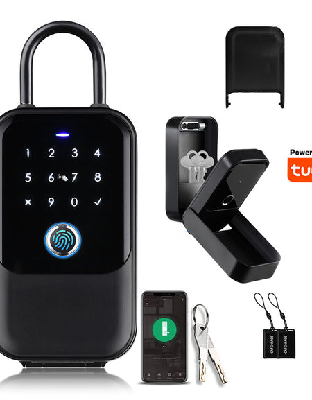 K5-Smart Lock Box,Wireless Smart Key Lockbox with TUYA APP Control,Fingerprint, Manual Keys, Access Card,Passcodes Unlock, IPX5 ,Bluetooth Key Box for Home & Office & Garage