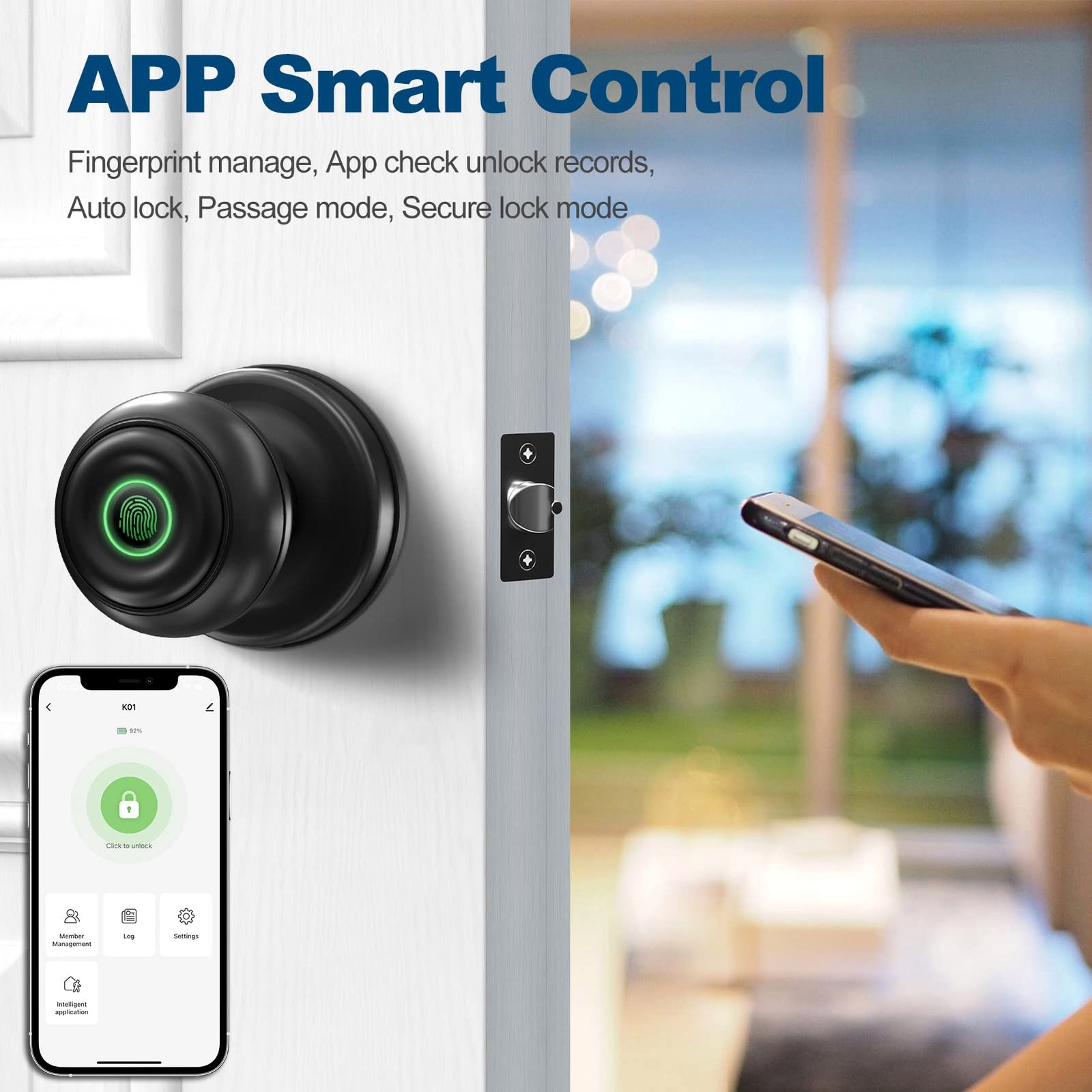 K01——Waterproof Ball Auto Cylinder Knob smart Lock