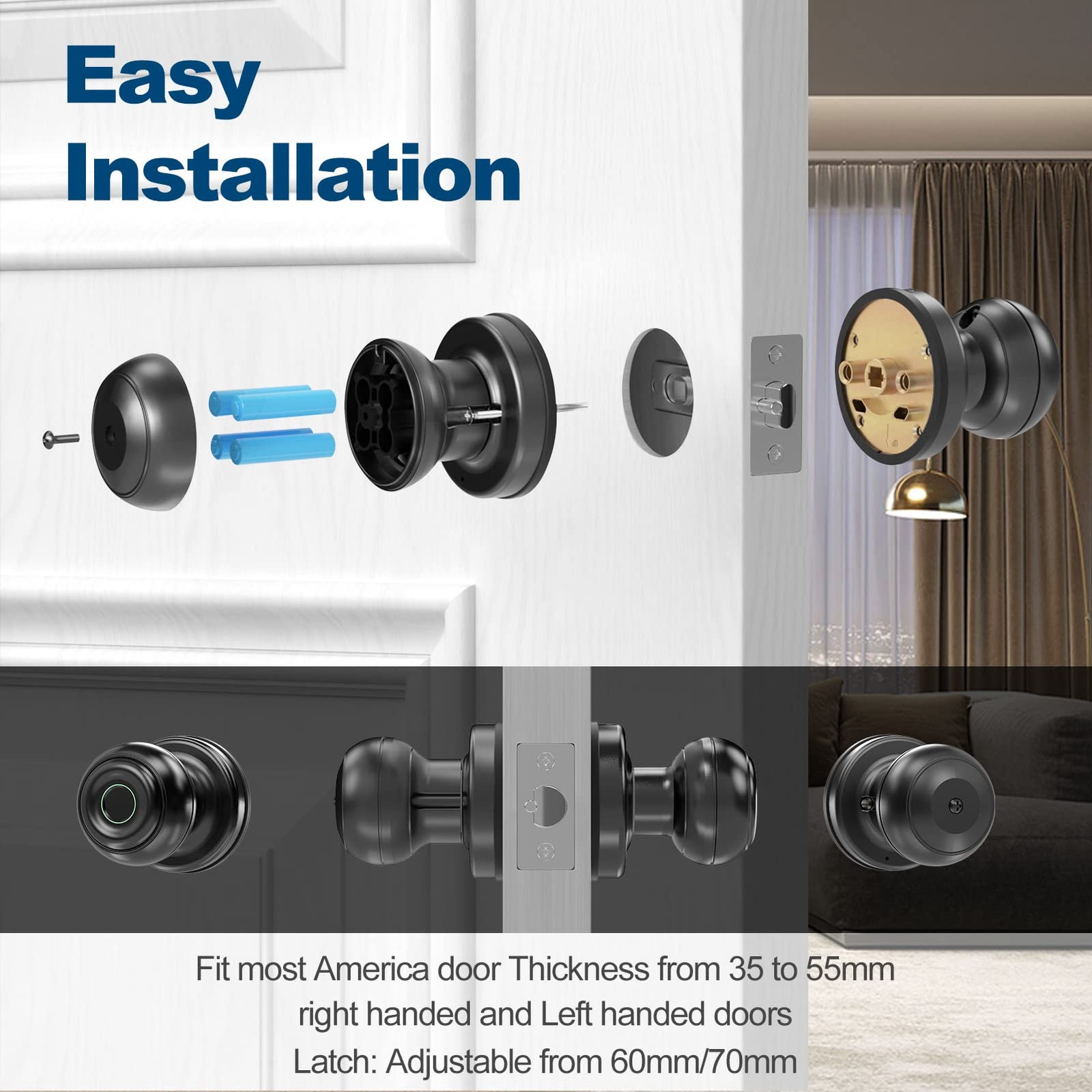 K01——Waterproof Ball Auto Cylinder Knob smart Lock