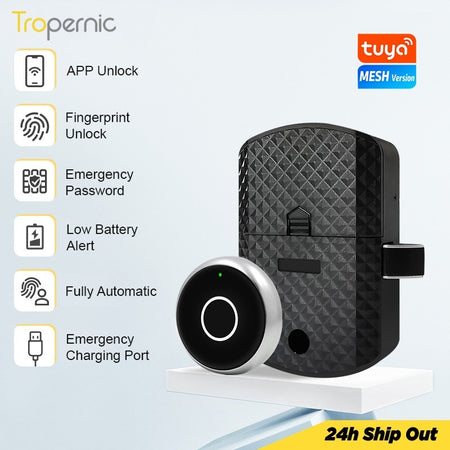 Tropernic 1667-5 Tuya Smart Cabinet Lock Fingerprint Anti Theft Drawer Lock Bluetooth Unlock Keyless Smart Drawer Lock for Private Cabinet