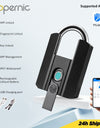 Tropernic 916 TTLOCK Smart Padlock IP67 Waterproof Fingerprint Padlock Bluetooth Unlock USB Rechargeable Portable Mini Anti-Theft Padlock With Key