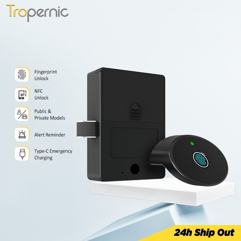 Tropernic C200-F Fingerprint Cabinet Lock Multi Functional Drawer Lock NFC Smart Cabiner Lock with Public Mode