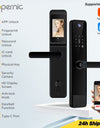 Tropernic YF1 Tuya WiFi Smart Door Lock With Security Camera HD Display Screen Fingerprint Digital Lock with Doorbell Function  Password Electronic Lock with Anti Theft Knob