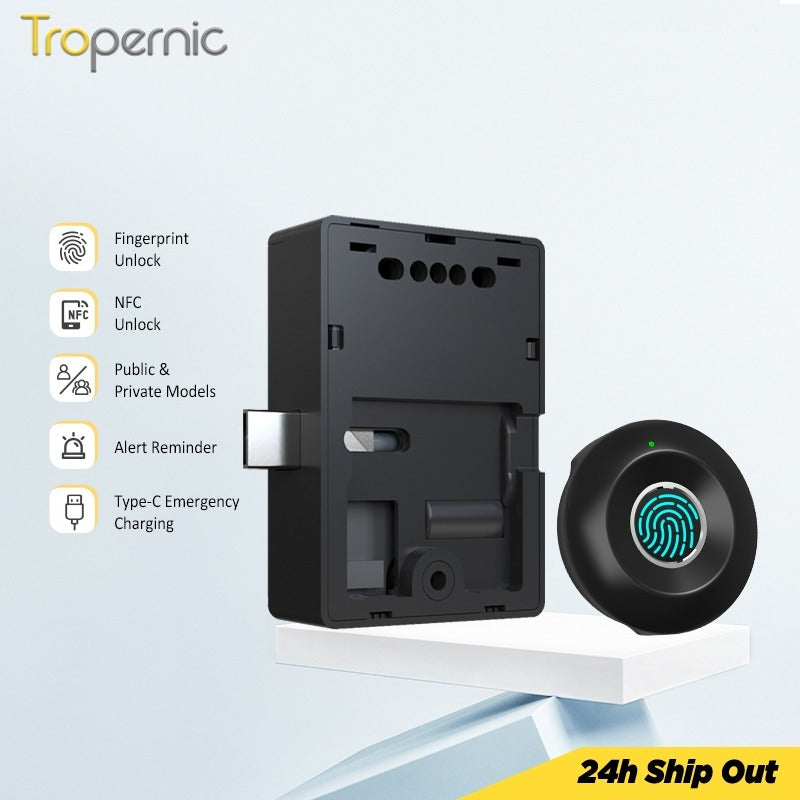Tropernic S102-F Fingerprint Smart Cabinet Lock NFC Drawer Lock with Public Mode for Home Public Cabinet