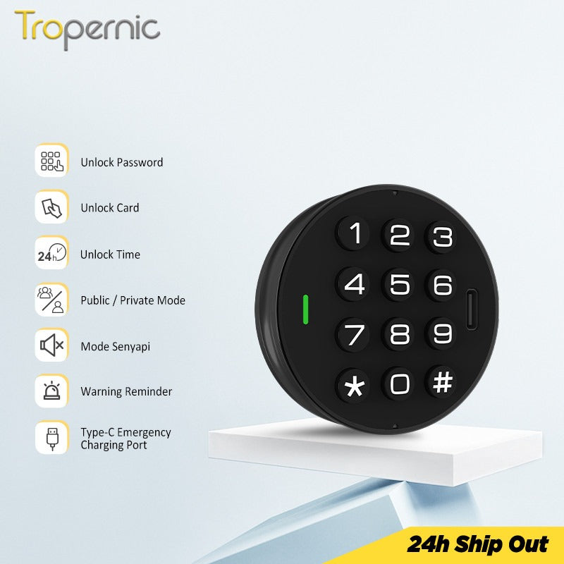 Tropernic E60-CK 2 In 1 Smart Drawer Lock with Public Mode Password Cabinet Lock with IC Card Keyless Universal Cabinet Lock for Home Hotel Sauna Room
