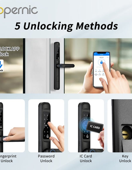 Tropernic A6 TTLOCK Smart Door Lock with Doorbell APP Remote Unlock Waterproof Sliding Door Lock Fingerprint Digital Lock Google Home Amazon Alexa