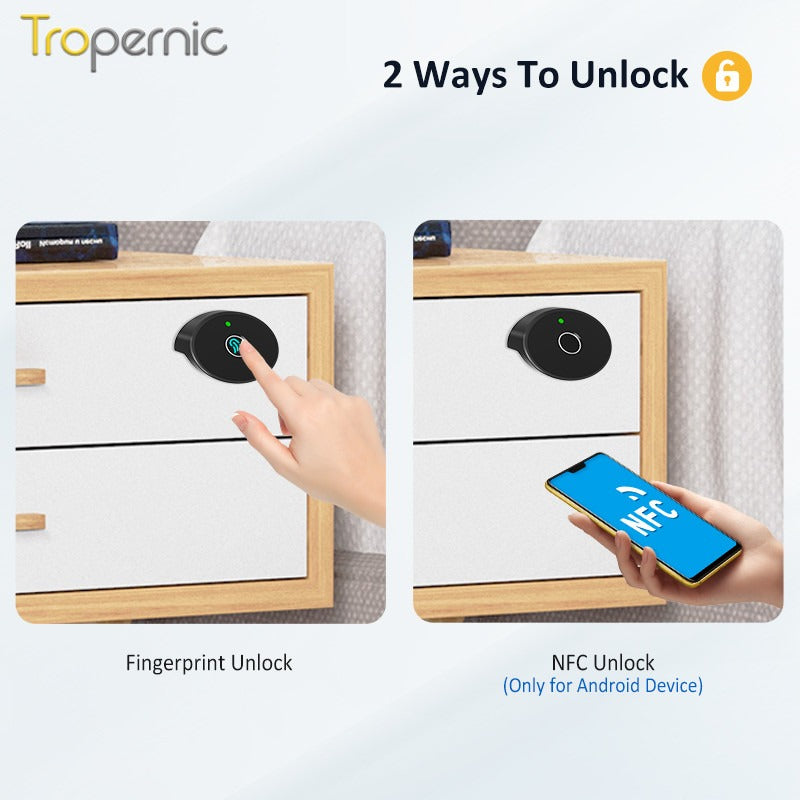 Tropernic C200-F Fingerprint Cabinet Lock Multi Functional Drawer Lock NFC Smart Cabiner Lock with Public Mode