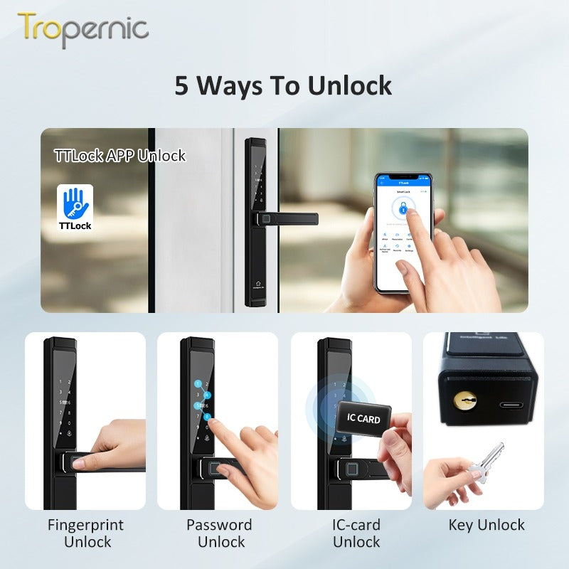Tropernic F6 TTLOCK Double Sided Smart lock Waterproof Double Side System Grill Door Lock with Doorbell Bluetooth Smart Digital Lock
