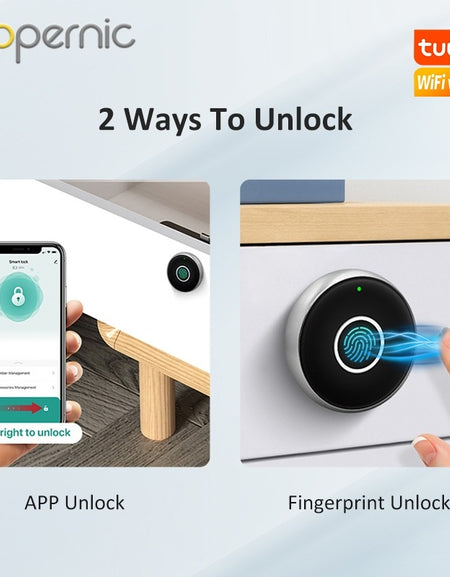 Tropernic 1667-5 Tuya Smart Cabinet Lock Fingerprint Anti Theft Drawer Lock Bluetooth Unlock Keyless Smart Drawer Lock for Private Cabinet