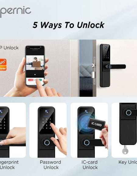 Tropernic H01PRO Tuya Smart Lock With Security Camera App Remote Unlock 5 In 1 Digital Lock With Doorbell For Home Fingerprint Password IC Card Key Unlock