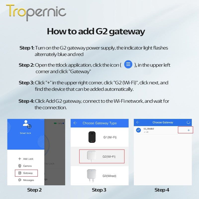 Tropernic G2 TTLOCK Gateway Fingerprint Password Smart Door Lock Home Compatible With Amazon Alexa And Google Home