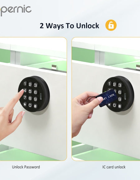 Tropernic E60-CK 2 In 1 Smart Drawer Lock with Public Mode Password Cabinet Lock with IC Card Keyless Universal Cabinet Lock for Home Hotel Sauna Room