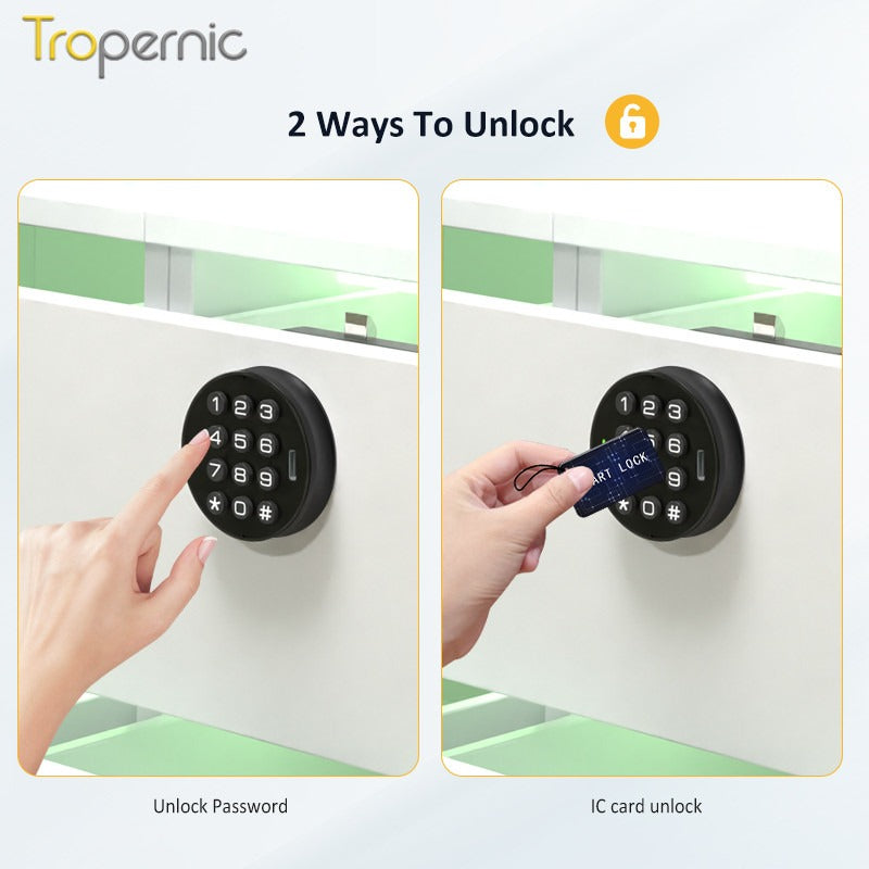 Tropernic E60-CK 2 In 1 Smart Drawer Lock with Public Mode Password Cabinet Lock with IC Card Keyless Universal Cabinet Lock for Home Hotel Sauna Room