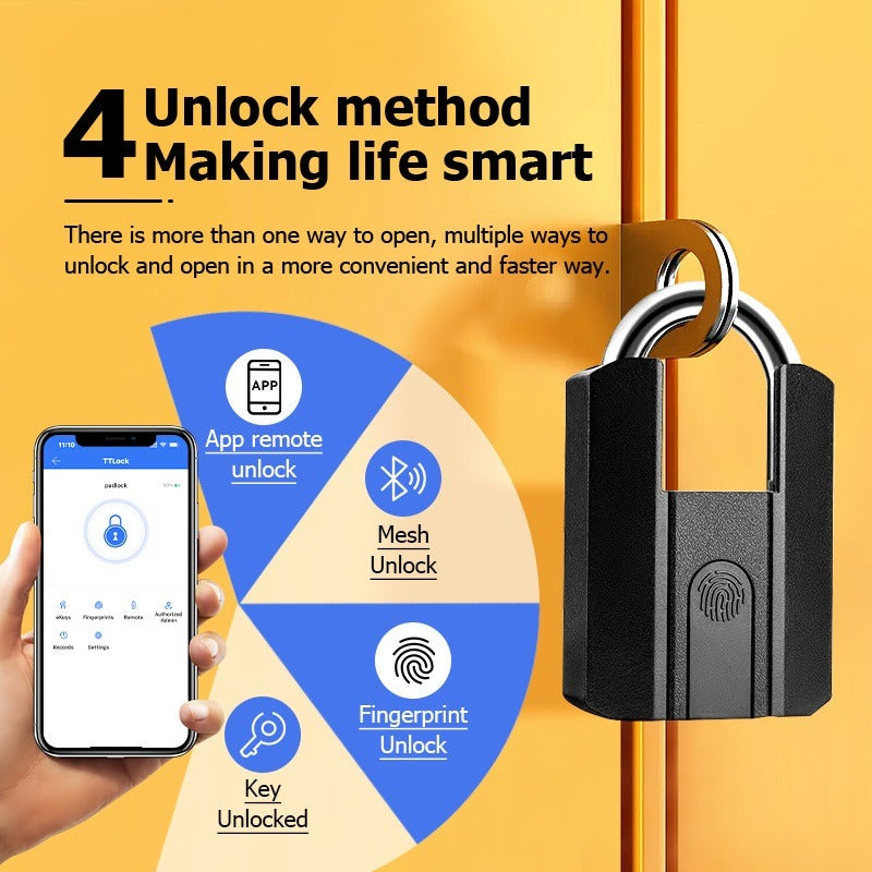 Tropernic 916 TTLOCK Smart Padlock IP67 Waterproof Fingerprint Padlock Bluetooth Unlock USB Rechargeable Portable Mini Anti-Theft Padlock With Key