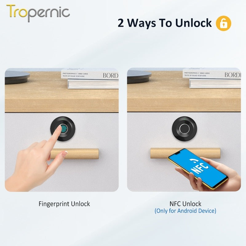 Tropernic S102-F Fingerprint Smart Cabinet Lock NFC Drawer Lock with Public Mode for Home Public Cabinet