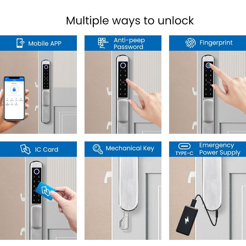 Tropernic A211 TTLOCK Smart Grill Door Lock Double Sided Fingerprint Password Unlocking Digital Aluminum Door Lock