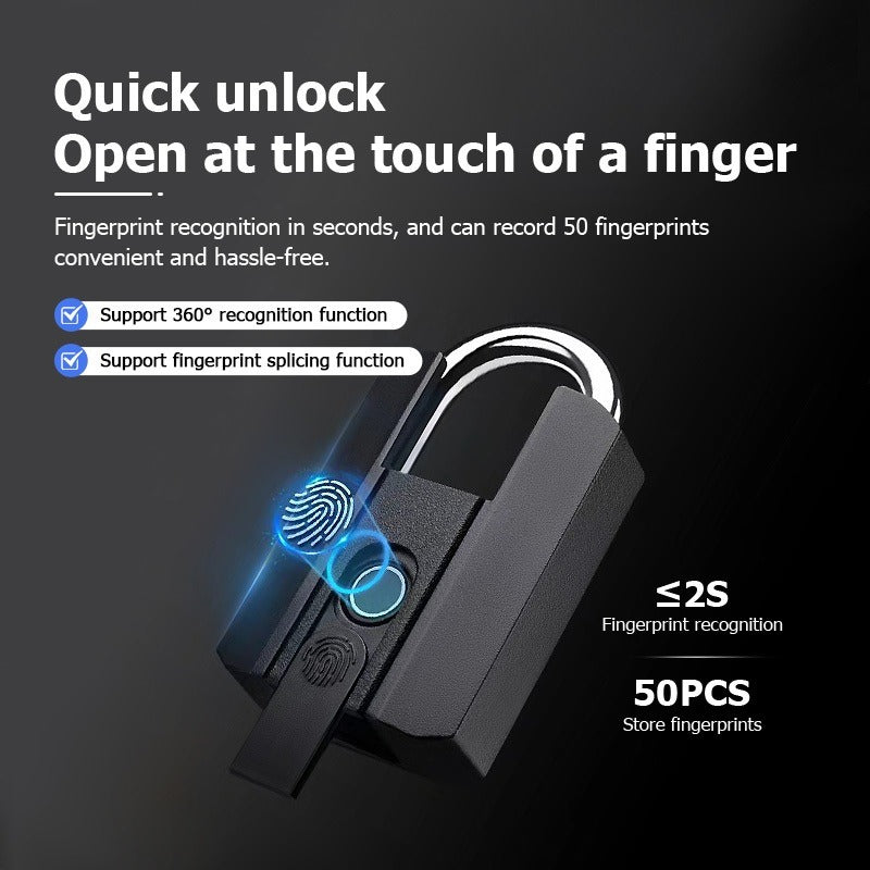 Tropernic 916 TTLOCK Smart Padlock IP67 Waterproof Fingerprint Padlock Bluetooth Unlock USB Rechargeable Portable Mini Anti-Theft Padlock With Key
