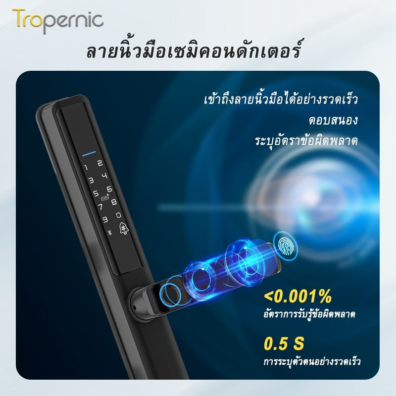 Tropernic F5 TTLOCK Smart Sliding Door Lock 5 in 1 Digital Lock with Doorbell App Unlock Waterproof Smart Door Lock for Aluminum Door