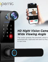 Tropernic H01PRO Tuya Smart Lock With Security Camera App Remote Unlock 5 In 1 Digital Lock With Doorbell For Home Fingerprint Password IC Card Key Unlock