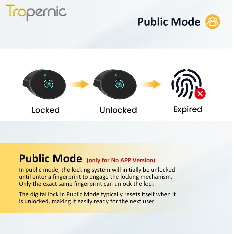 Tropernic C200-F Fingerprint Cabinet Lock Multi Functional Drawer Lock NFC Smart Cabiner Lock with Public Mode