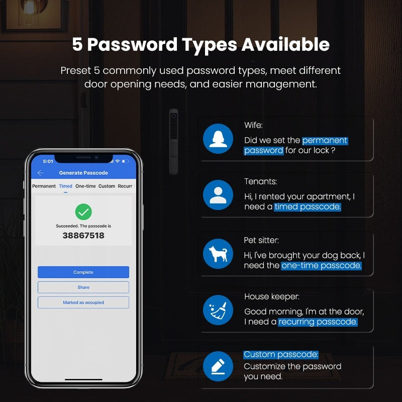 Tropernic A211 TTLOCK Smart Grill Door Lock Double Sided Fingerprint Password Unlocking Digital Aluminum Door Lock