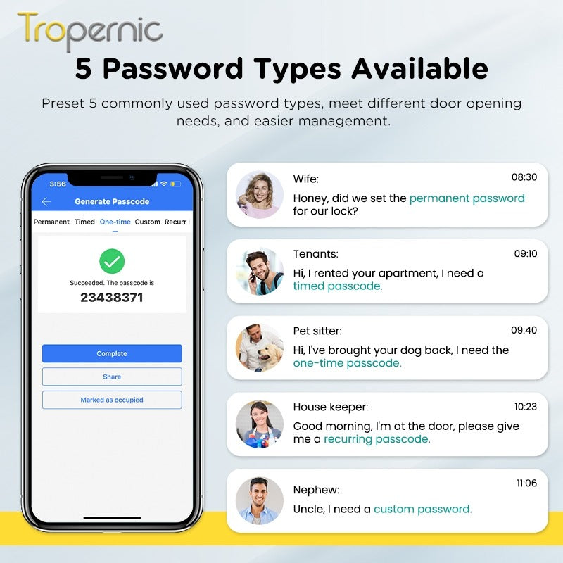 Tropernic DG01 TTLOCK Smart Door Lock with Doorbell APP Management Fingerprint Tombol Pintu Rumah Anti Theft Password Digital Lock Door Knob for Home Wooden Door