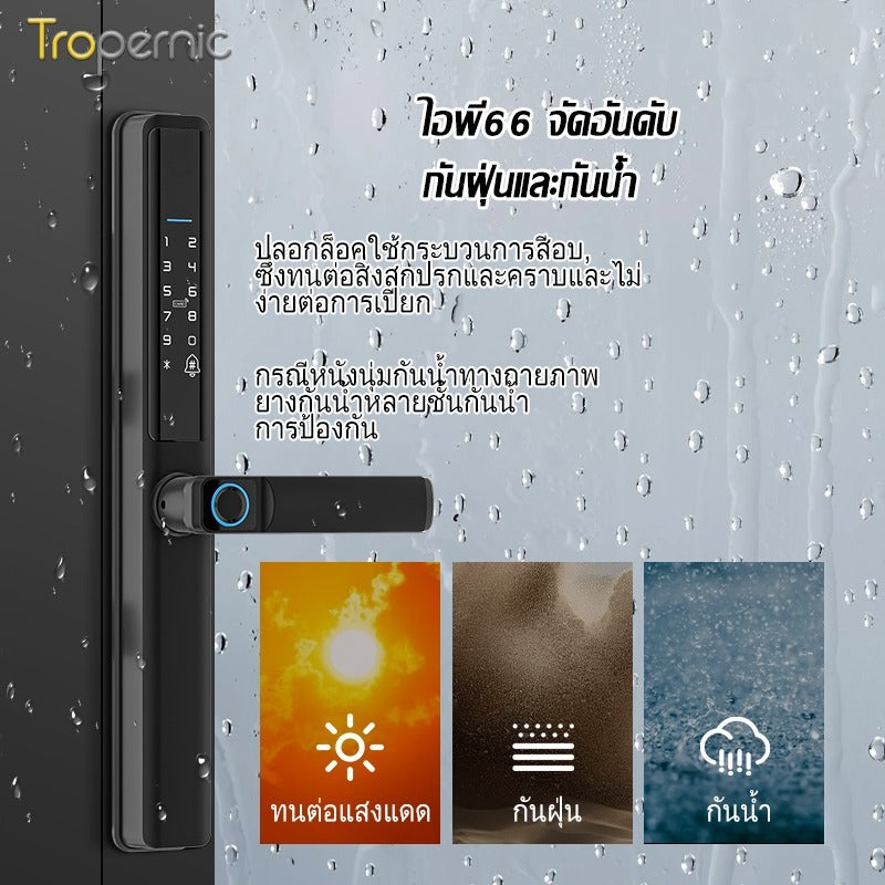 Tropernic F5 TTLOCK Smart Sliding Door Lock 5 in 1 Digital Lock with Doorbell App Unlock Waterproof Smart Door Lock for Aluminum Door