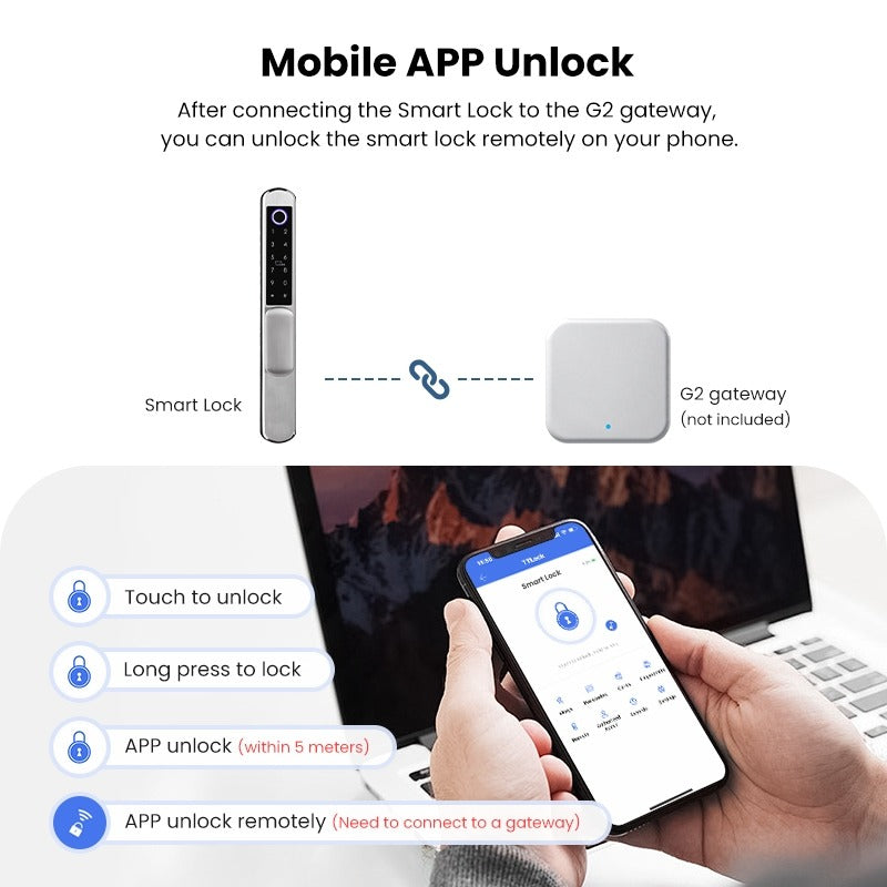 Tropernic A211 TTLOCK Smart Grill Door Lock Double Sided Fingerprint Password Unlocking Digital Aluminum Door Lock