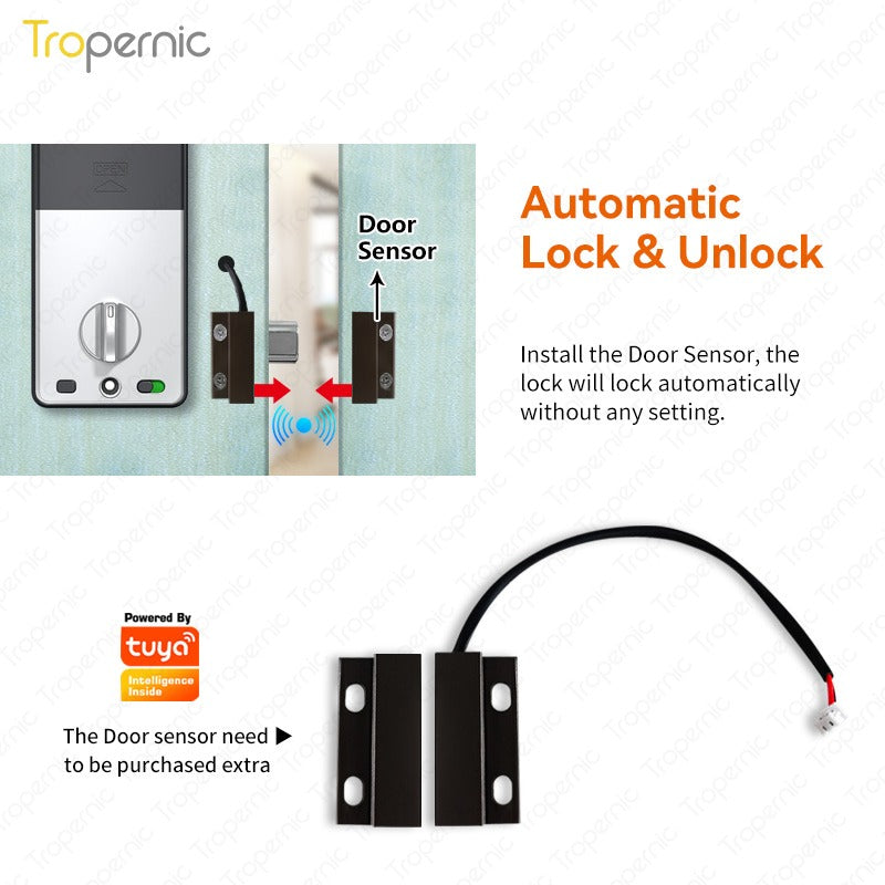 Tropernic T1 Tuya Smart Door Lock WiFi Remote Unlock Digital Password IC Card Biometric Fingerprint Unlock Fully Automatic Electric Deadbolt