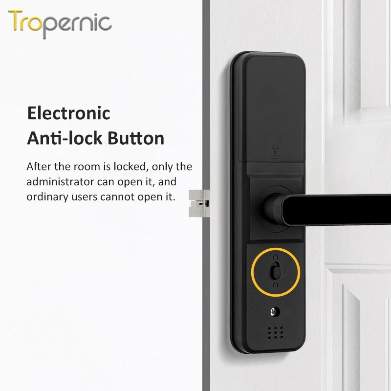 Tropernic H01PRO Tuya Smart Lock With Security Camera App Remote Unlock 5 In 1 Digital Lock With Doorbell For Home Fingerprint Password IC Card Key Unlock