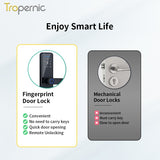Tropernic K7 5 In 1 Tuya WiFi Smart Door Lock with Doorbell APP Remote Unlock Digital Lock Fingerprint Tombol Pintu Rumah Password Electronic Lock for Home Wooden Door