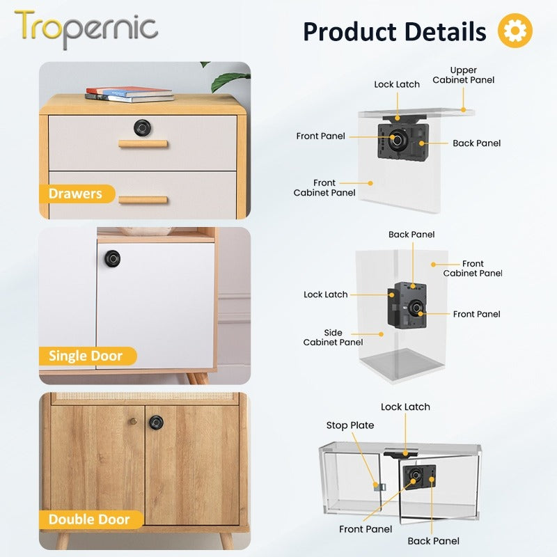 Tropernic S102-F Fingerprint Smart Cabinet Lock NFC Drawer Lock with Public Mode for Home Public Cabinet