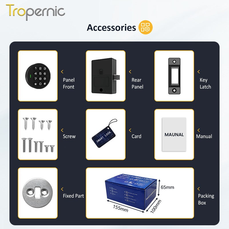 Tropernic E60-CK 2 In 1 Smart Drawer Lock with Public Mode Password Cabinet Lock with IC Card Keyless Universal Cabinet Lock for Home Hotel Sauna Room