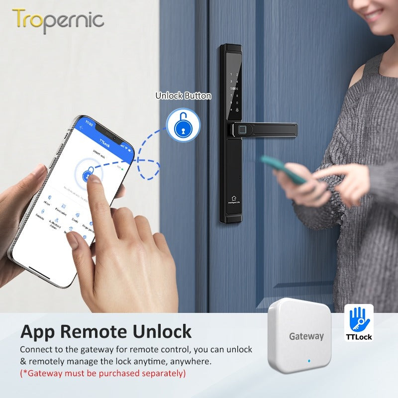 Tropernic F6 TTLOCK Double Sided Smart lock Waterproof Double Side System Grill Door Lock with Doorbell Bluetooth Smart Digital Lock
