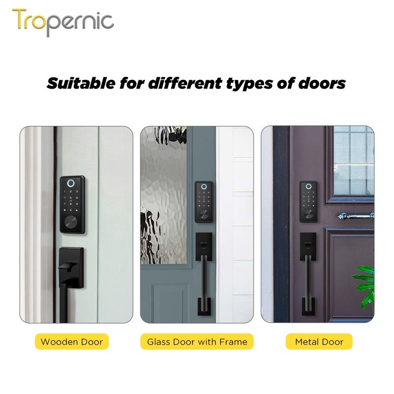 Tropernic T1 Tuya Smart Door Lock WiFi Remote Unlock Digital Password IC Card Biometric Fingerprint Unlock Fully Automatic Electric Deadbolt
