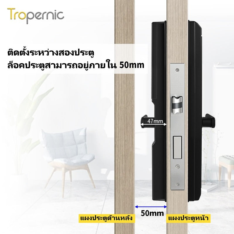 Tropernic D01 Tuya 5 in 1 Digital Door Lock with Doorbell App Remote Unlock Fingerprint Smart Door Lock for Sliding Door