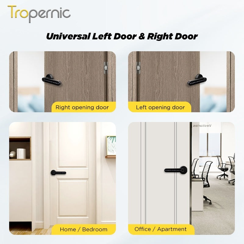 Tropernic C6 TTLOCK 5 In 1  Digital Door Lock APP Remote Unlock Anti Theft Fingerprint Handle Password Smart Lock 60/70MM Single Latch For Bedroom Home Hotel