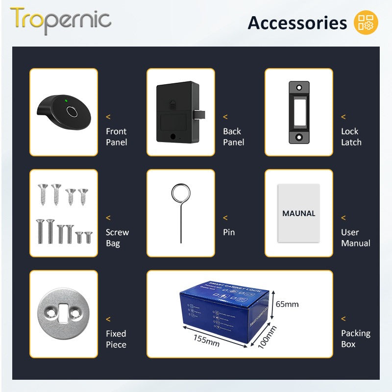 Tropernic C200-F Fingerprint Cabinet Lock Multi Functional Drawer Lock NFC Smart Cabiner Lock with Public Mode