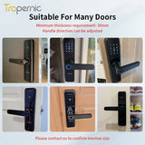 Tropernic K7 5 In 1 Tuya WiFi Smart Door Lock with Doorbell APP Remote Unlock Digital Lock Fingerprint Tombol Pintu Rumah Password Electronic Lock for Home Wooden Door