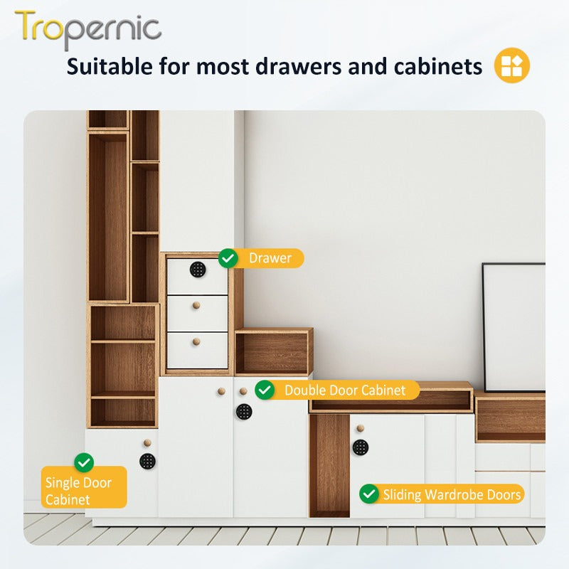 Tropernic E60-CK 2 In 1 Smart Drawer Lock with Public Mode Password Cabinet Lock with IC Card Keyless Universal Cabinet Lock for Home Hotel Sauna Room