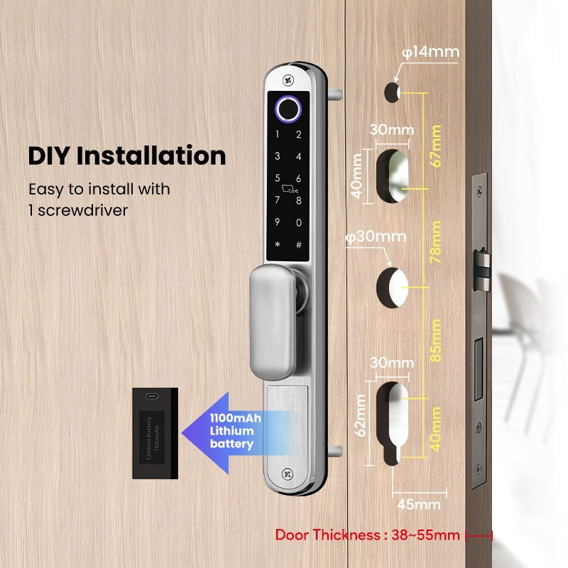 Tropernic A211 TTLOCK Smart Grill Door Lock Double Sided Fingerprint Password Unlocking Digital Aluminum Door Lock