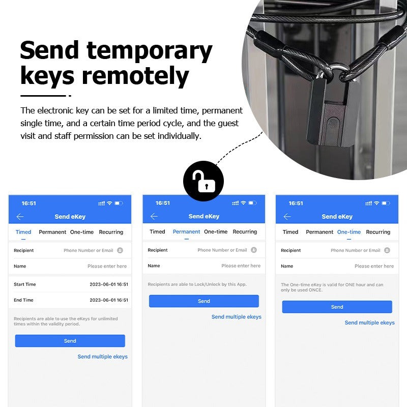 Tropernic 916 TTLOCK Smart Padlock IP67 Waterproof Fingerprint Padlock Bluetooth Unlock USB Rechargeable Portable Mini Anti-Theft Padlock With Key