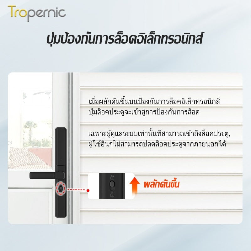 Tropernic F5 TTLOCK Smart Sliding Door Lock 5 in 1 Digital Lock with Doorbell App Unlock Waterproof Smart Door Lock for Aluminum Door